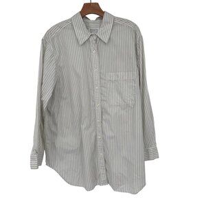 Jones New York Sport womens shirt top size 2X Green Striped Button-Down Cotton